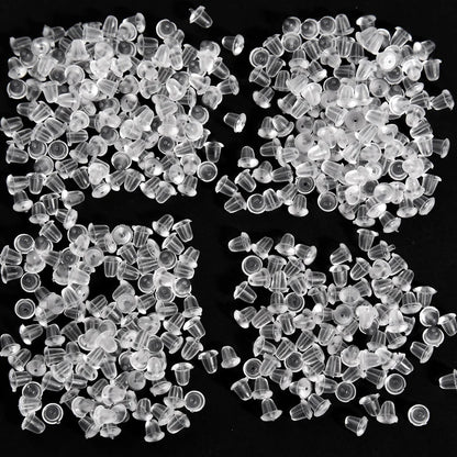 Lot de 500/2000 bouchons d'oreilles en silicone transparents, anti-chute, accessoires pour boucles d'oreilles