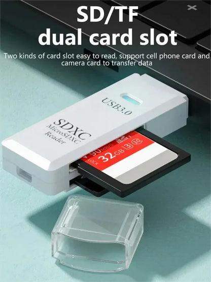 Lecteur de cartes multifonction 2 en 1 USB 3.0/2.0 haute vitesse, compatible avec cartes TF et SD, pour ordinateur, tablette, appareil photo, ordinateur portable, voiture