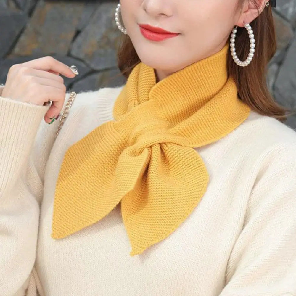 Knitted Cross Scarf Women Warm Casual Turtleneck Neck Warmer Detachable Winter Windproof Sweater Bowtie Scarf