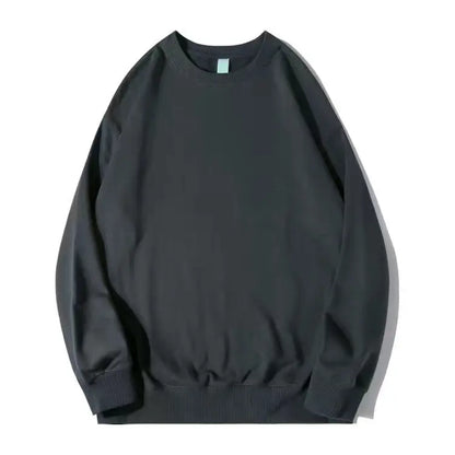 Autumn Sweatshirt Fashion Matcha Green 420g Heavy Round Neck Sweater Men's Solid Color Top Streetwear Women