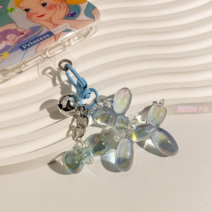 Kawaii Balloon Dog Key Chains Colorful Transparent Cartoon Dog Beautiful Bag Accessories Fashion Key Ring Pendants