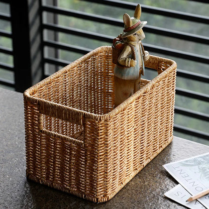 Boîte de rangement tissée à la main Grand panier Rangement de vêtements tissés Cuisine Chambre Salon Vêtements Épicerie Articles divers Organisateur