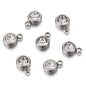 Lot de 20 breloques en acier inoxydable avec strass transparents et cristaux transparents pour la fabrication de bijoux, colliers, bracelets et autres accessoires.