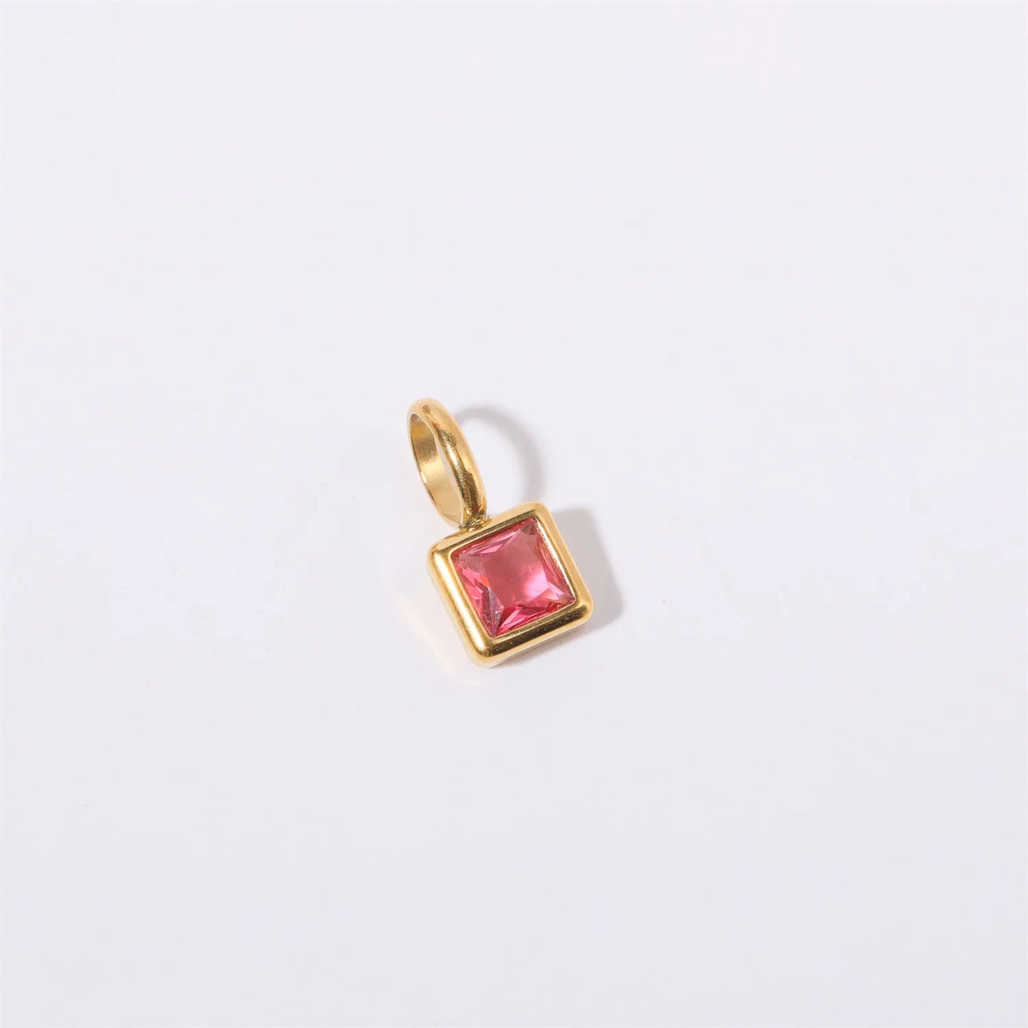 Nouveautés en acier inoxydable, breloques avec 12 pierres de naissance pour femmes et filles, pendentifs carrés colorés à la mode, accessoires de bijoux DIY