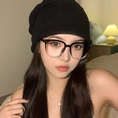 Monture de lunettes anti-lumière bleue tendance et tendance avec verres plats dégradés en bois pour femmes