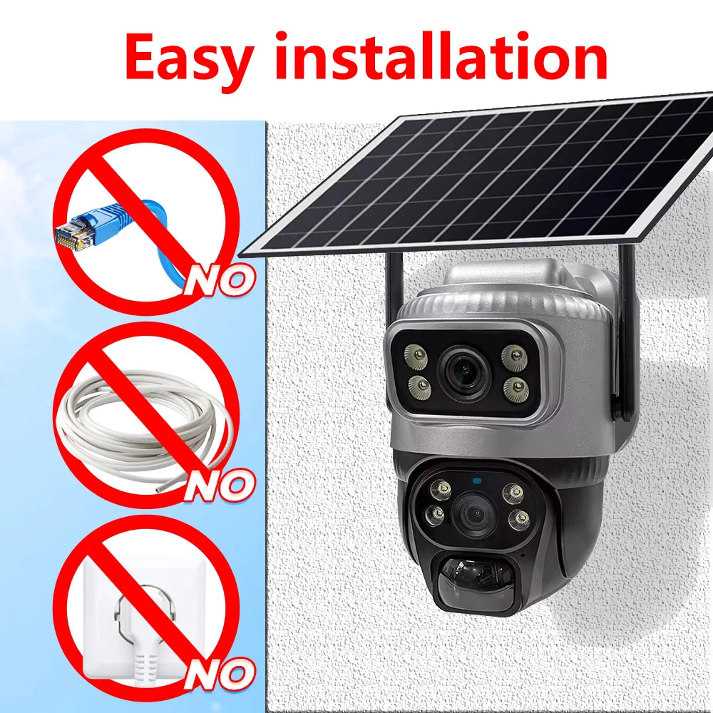 Security Protection Outdoor Waterproof Solar Panel Wifi Camera 8MP HD 4K Surveillance Cameras PIR Human Detection Home Security