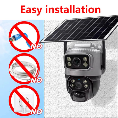 Security Protection Outdoor Waterproof Solar Panel Wifi Camera 8MP HD 4K Surveillance Cameras PIR Human Detection Home Security