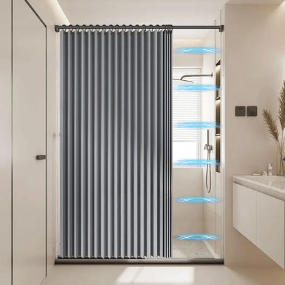 Foldable Magnetic Shower Curtain Waterproof Bath Curtain with 12/14 Hooks Modern Curtain Privacy Bathroom Divider for Bathroom