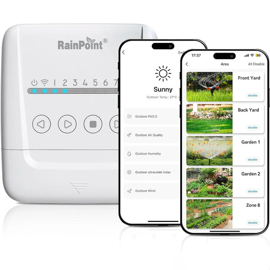 RAINPOINT 8 Zone WIFI Connect Minuterie d'arrosage Contrôleur d'irrigation de jardin Vanne d'eau Minuterie d'irrigation Système d'arrosage intelligent