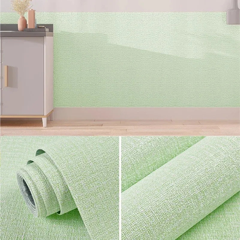Papier peint autocollant 3D en mousse de lin, 50 cm x 10 m, couleur unie, épais, imperméable, pour rénovation murale