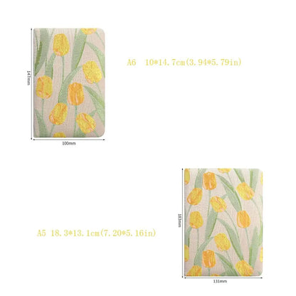 Carnet de notes vintage brodé, finition mate, élégant, imprimé, reliure en tissu de coton, carnet d'écriture pour étudiant Morandi