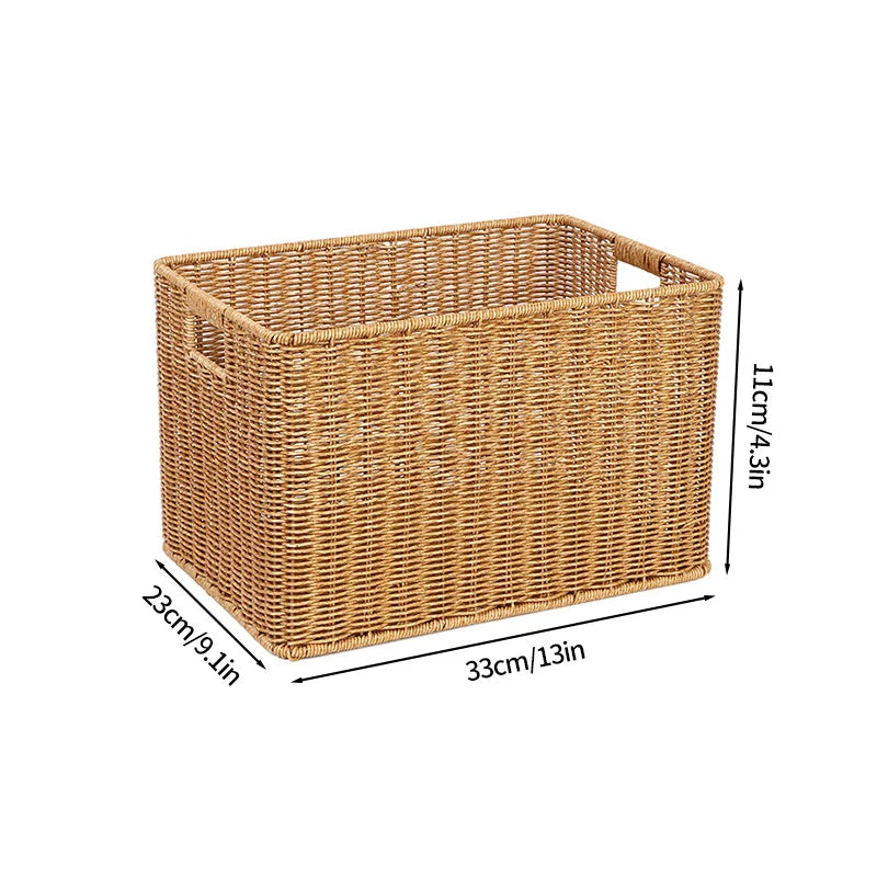 Boîte de rangement tissée à la main Grand panier Rangement de vêtements tissés Cuisine Chambre Salon Vêtements Épicerie Articles divers Organisateur