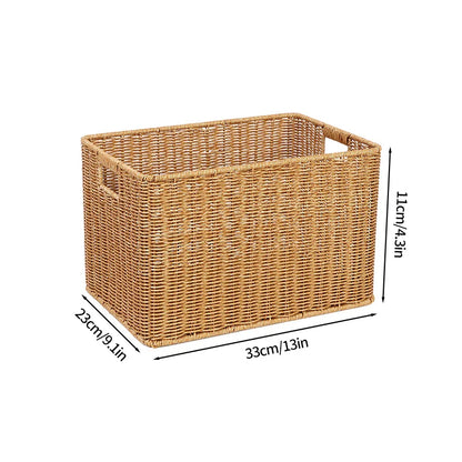 Boîte de rangement tissée à la main Grand panier Rangement de vêtements tissés Cuisine Chambre Salon Vêtements Épicerie Articles divers Organisateur