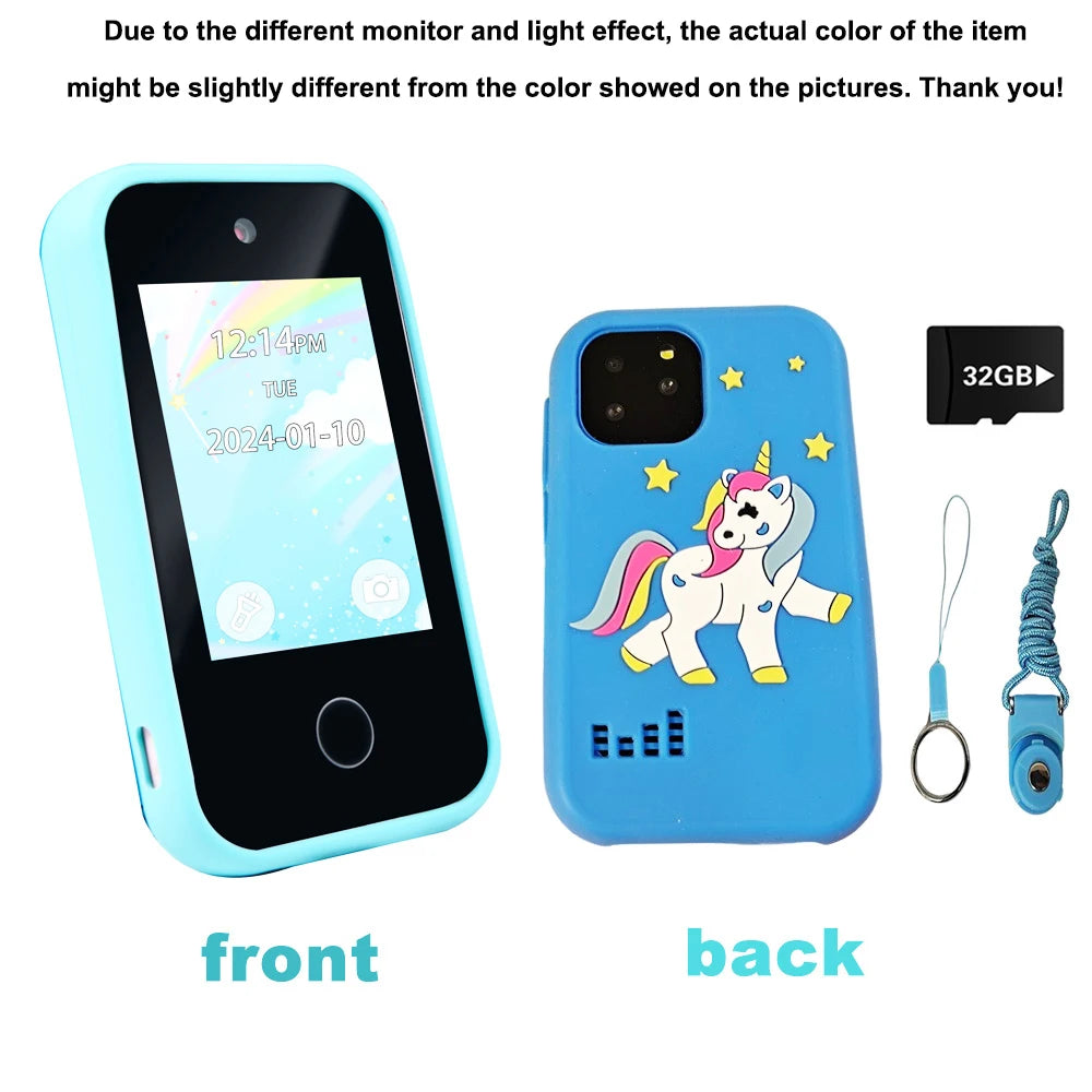 Kids Smart Phone Toys Dual Camera Touch Screen Phone Children Digital Camera 32G SD Card Option Boys Girls Birthday Gifts