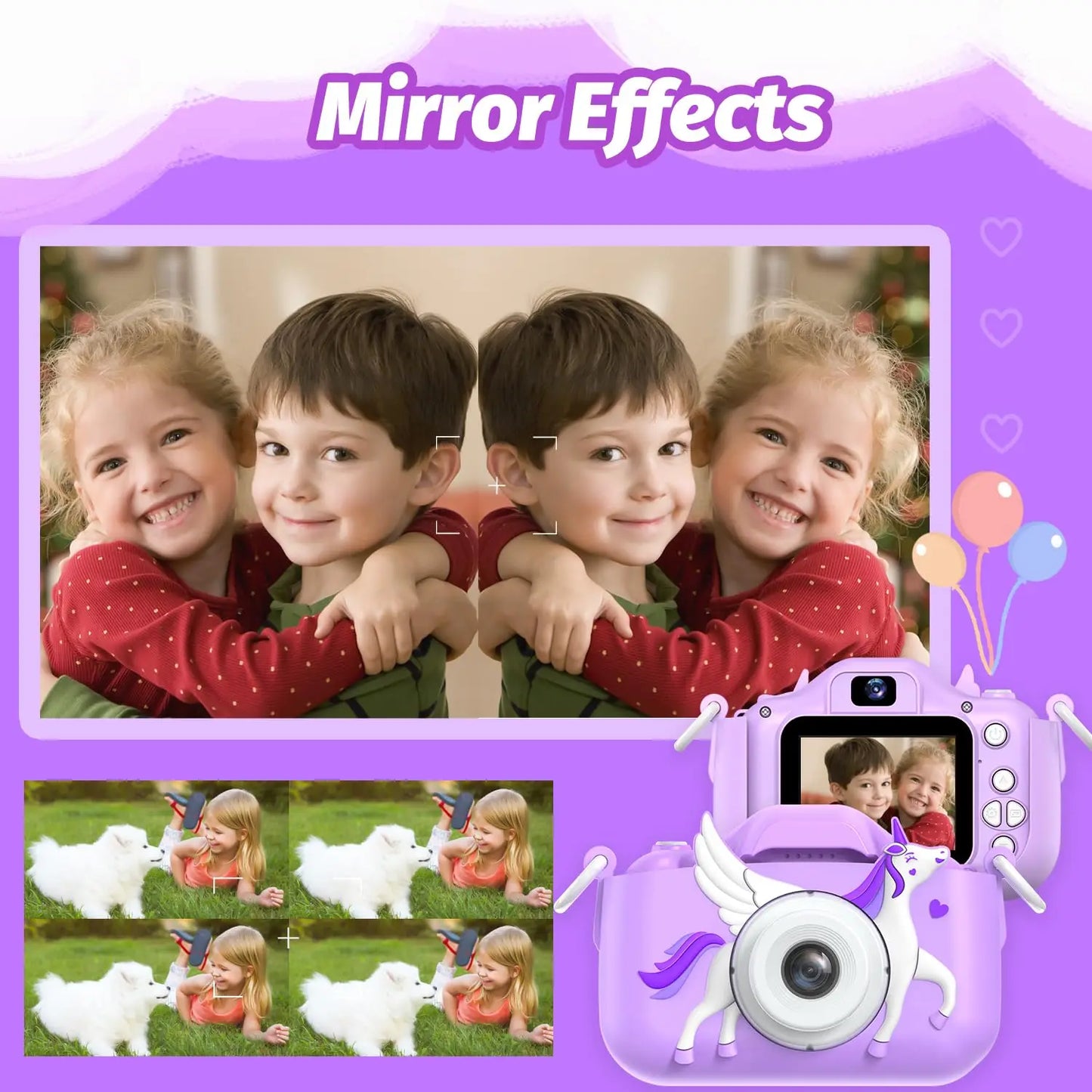 INOCTI Kids Digital Camera, Toddler Video Camera, 1080P HD Dual Lens, For 3-12 Year Old Girls Christmas Birthday Gifts Toys