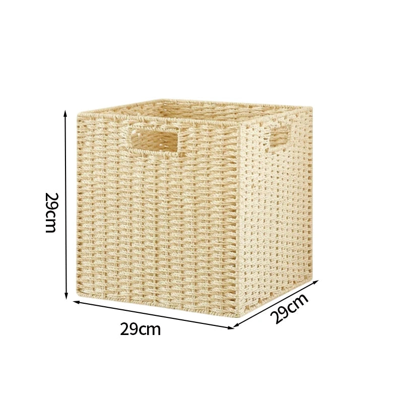 Boîte de rangement tissée à la main Grand panier Rangement de vêtements tissés Cuisine Chambre Salon Vêtements Épicerie Articles divers Organisateur