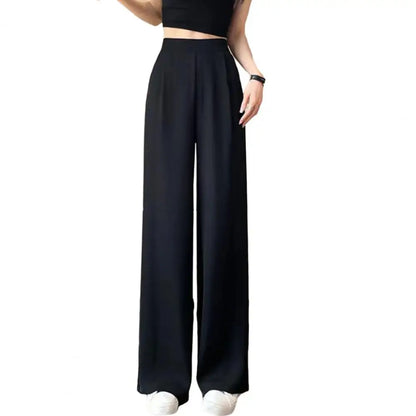 Loose Pants Stylish Women's Wide Leg Pants with Pockets for Office Wear Casual Outfits Solid Color High Waist Relaxed Fit