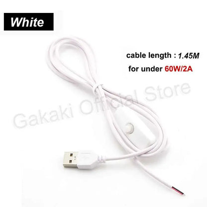 LED Strip USB Connector Cable Extension 2 pin Power Supply Wire on/off Switch Electrical  5V Wire For LED Lighting