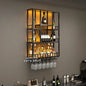 Customized: bar counter wine cabinet against the wall, hanging shelves, industrial style bar, wrought iron display stand,