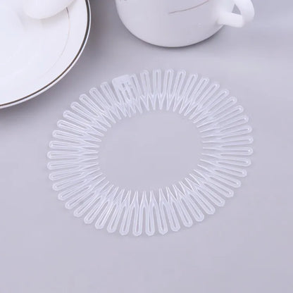 2pcs Rhinestone Plastic Full Circle Stretch Diamond Flexible Comb Teeth Headband Hair Band Clip Face Wash Fixed Hair Accessories