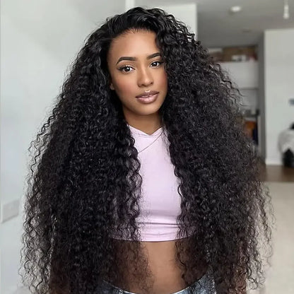 Upgraded 3 IN 1 Half Wig Burmese Messy Curly Flexi-Fit Flip Drawstring Wig Glueless Human Hair Ready to Go Kinky Curly Wig