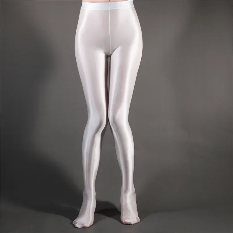 Glossy Shiny Stage Performance Leggings High Waist Fitness with Socks Skinny Yoga Trousers Women Clothing Stage Show