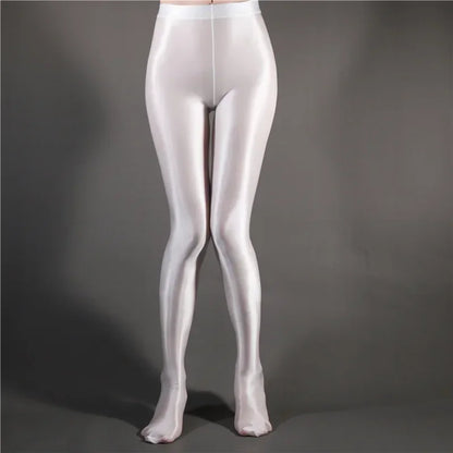 Glossy Shiny Stage Performance Leggings High Waist Fitness with Socks Skinny Yoga Trousers Women Clothing Stage Show