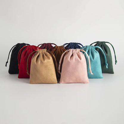 Lot de 10 pochettes en velours à cordon coulissant en flanelle grise pour bijoux, trousses de maquillage, pochettes cadeaux chics pour mariage
