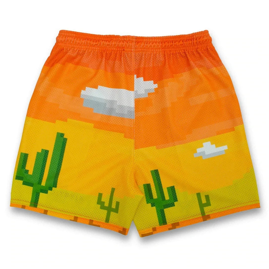 2024Summer New Digital Printing American Sports Casual Shorts Mesh Breathable and Loose Men's Short Shorts