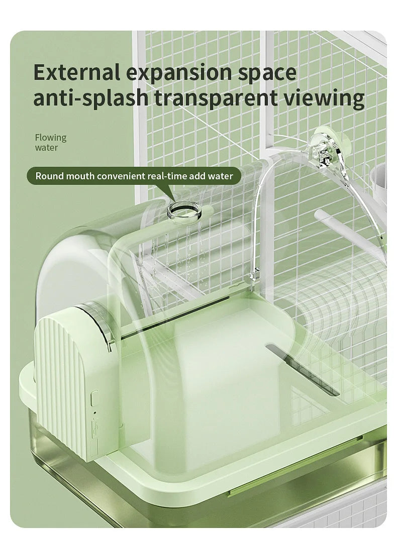 Clear Hanging Bird Bath Automatic Water Circulation Bath Shower For Bird Easy to clean Space Saving Design Bird Cage Accessory