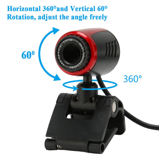 Webcam HD USB 2.0 avec microphone, caméra Web 360 degrés pour ordinateur portable, compatible Skype/MSN