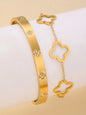 1 Set Fashion Light Luxury Stainless Steel Four Leaf Flower Bracelet, Suitable for Women Daily and Party Wear Gift for Friends