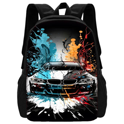 3 pcs set Luxury sports car logo JDMS Child School Backpack With Shoulder Bag Pencil Bags School Bags for Boys Girls Best Gift