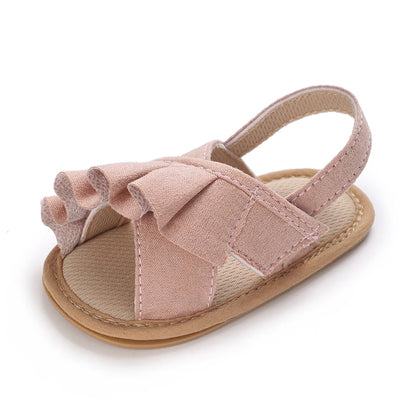 Sandales d'été pour bébé, chaussures pour bébé fille, princesse, semelles plates, antidérapantes, chaussures de berceau pour tout-petits, pantoufles en toile pour nouveau-né