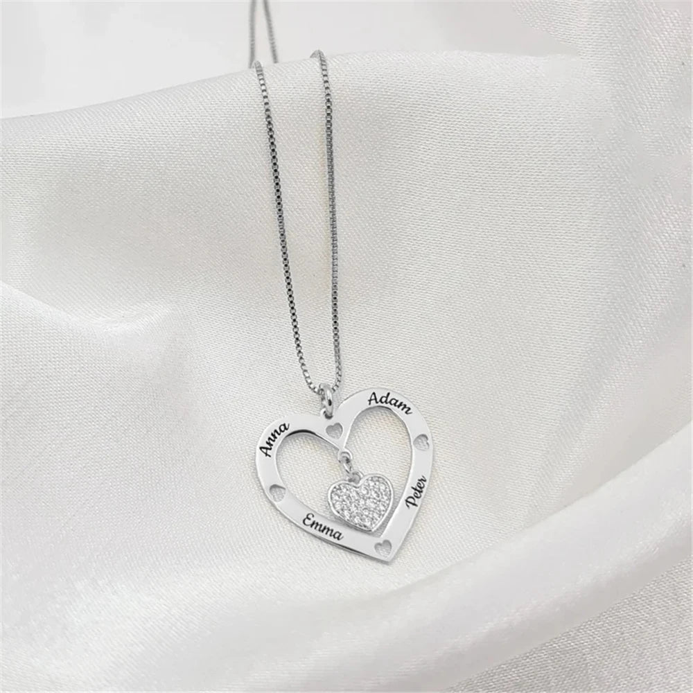 Custom Family Names Necklace Stainless Steel Personalized Name Pendant Tree Of Life 1-5 Names Birthstone For Women Birthday Gift