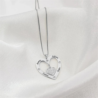 Custom Family Names Necklace Stainless Steel Personalized Name Pendant Tree Of Life 1-5 Names Birthstone For Women Birthday Gift