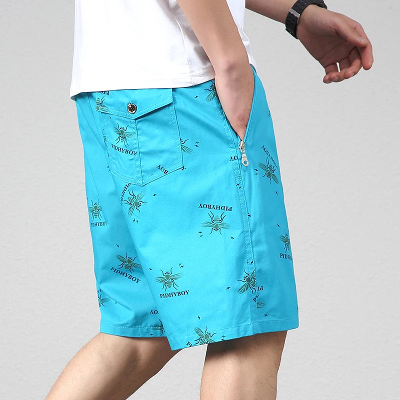 2025 New Summer Beach Shorts Men Fashion Print Casual 100% Cotton Shorts Men Plus Size Shorts 5XL Jogging Sweatpants Shorts