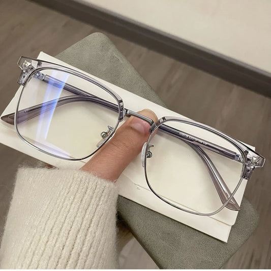 Lunettes anti-lumière bleue pour hommes et femmes, style rétro, demi-monture, optique, vintage, carrées, anti-radiations