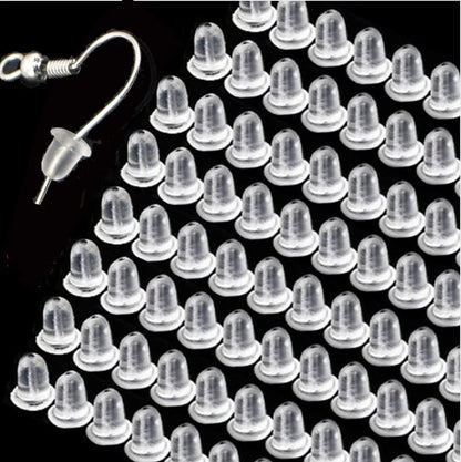Lot de 500/2000 bouchons d'oreilles en silicone transparents, anti-chute, accessoires pour boucles d'oreilles