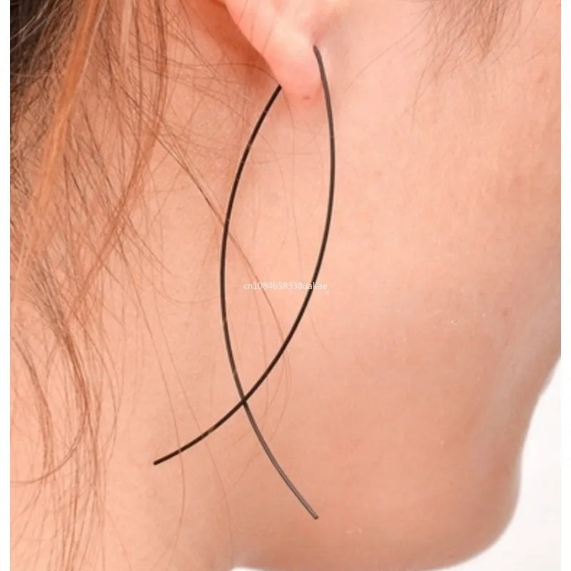 2024 New Fish Shaped Stud Earrings Simplicity Handmade Copper Wire Earring for Women Brincos De Gota Feminino Geometric Gift