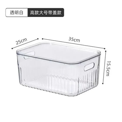 Light Luxury Desktop Cosmetic Plastic Drawer With Lid Wardrobe Sundries Toy Storage Box Transparent Storage Basket With Handle