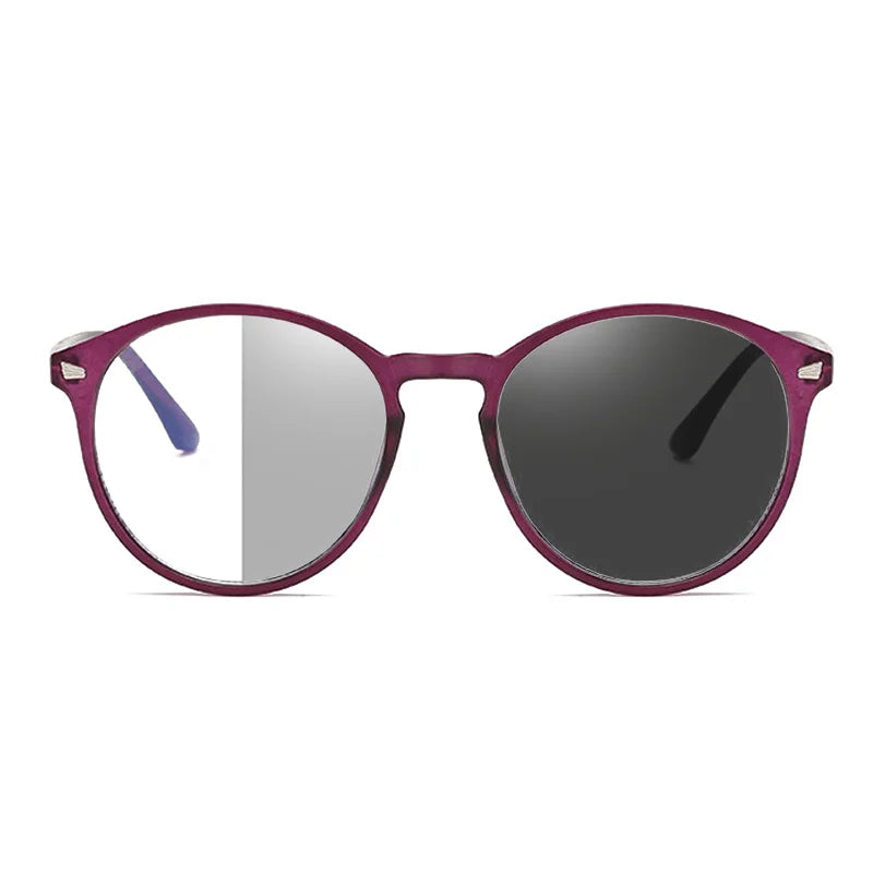 Lunettes photochromiques anti-rayons bleus pour ordinateur, monture ronde vintage, pour homme et femme, verres de jeu, anti-fatigue oculaire, bloquant la lumière