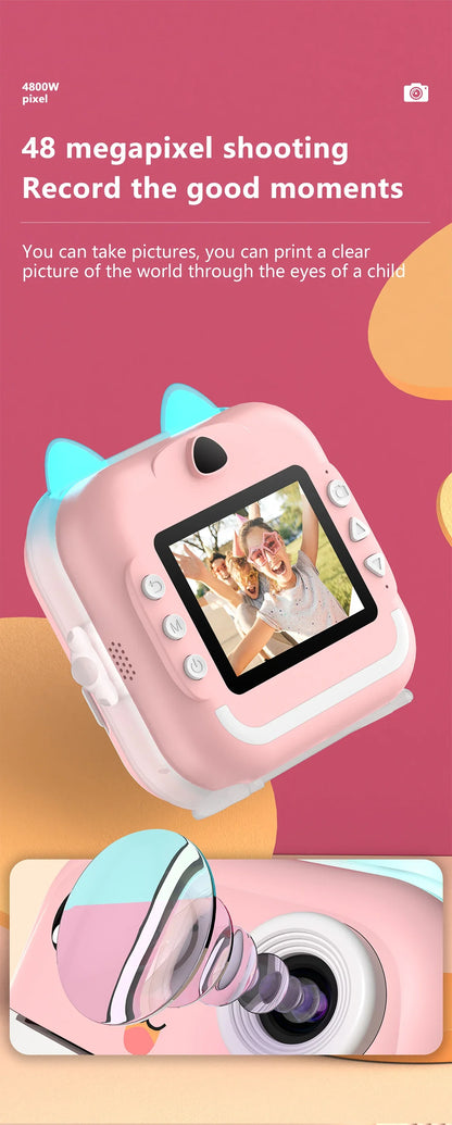 Q5 Kids Camera Instant Print Photo Children Inkless Mini Printer Digital Camera 32G TF Card Video Educational Toys Boy Girl Gift