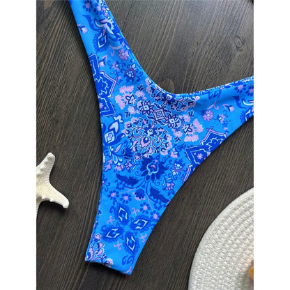 Sexy Colorful Floral Printed Bandeau Bikini Female Swimsuit Women Swimwear Two-pieces Bikini set Bather Bathing Suit Swim K6137