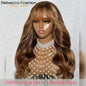 Perruques Rebecca 3x1 Body Wave 100 % cheveux humains avec frange rideau pour femmes, cheveux brésiliens Remy, sans colle, colorées, QVR