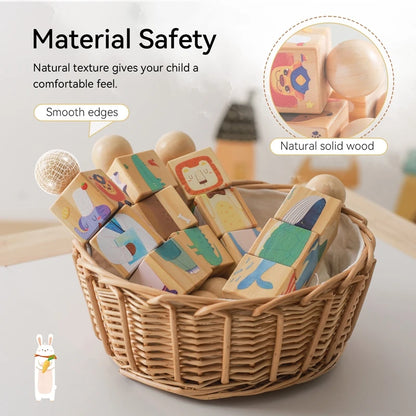 1pc Baby Wooden Rattle Toys Rotating Animal Matching Newborn Soothing Toy 0 12 Months Rotating Puzzle Montessori Toys for Babys