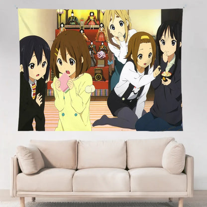 VIKAMA Anime Tapestry Sweet Fun Mvp Sisters & Cat Ears Maid & Electro Girls Ins Style Living Room Kawaii Decoration Game Room