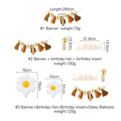 Happy Birthday Banner Handmade Tassel Pendant First Boys Girl Baby Shower Birthday Party Balloon Decoration Supplies Baby Gifts