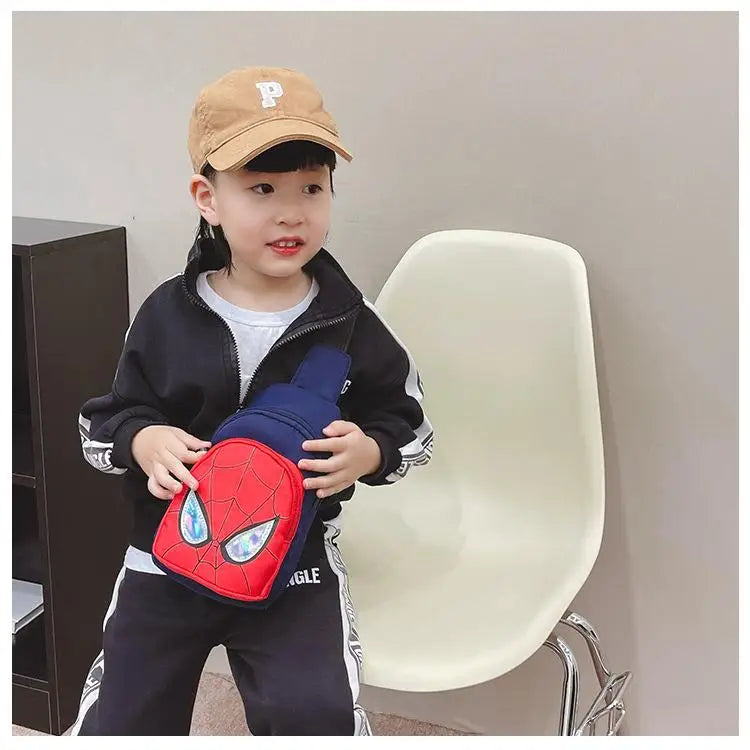 Sac bandoulière Marvel Spiderman pour enfants, sac de rangement réglable, sac à bandoulière Kawaii imprimé BD, sac de voyage léger, cadeau