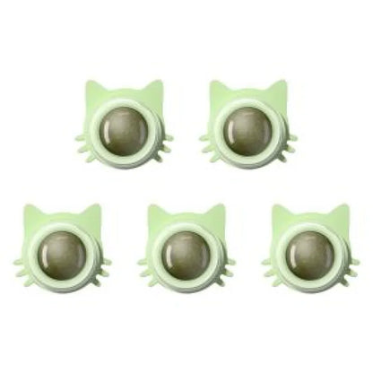 Lot de 1 à 5 balles murales rotatives à l'herbe à chat pour chaton, jouets à mâcher à lécher, nettoyage des dents, jouet à mordre pour chat d'intérieur, fournitures pour animaux de compagnie